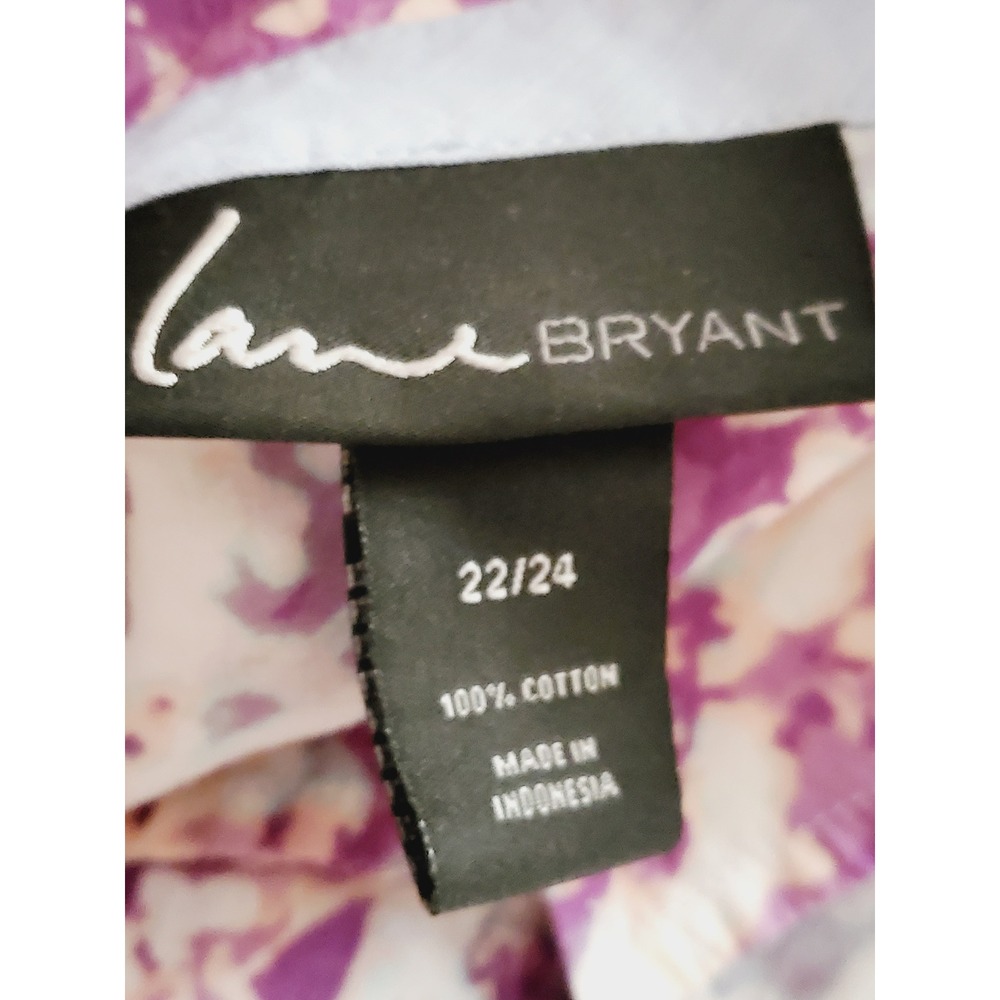 Lane Bryant Button Down Shirt Purple Abstract Print Roll Tab Plus Size 22/24 - Picture 5 of 6